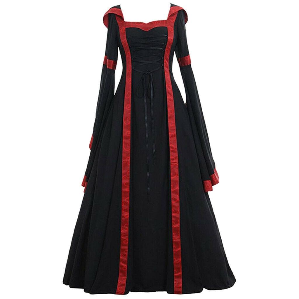 Women Medieval Halloween Dress Vintage Renaissance Gothic Cosplay Party Carnival