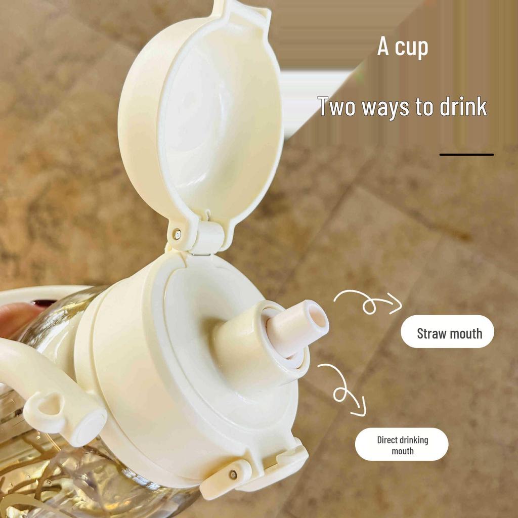 Shangtai Tritan Large-Capacity Straw Sports Cup with Scale & Double Drink Compartments.