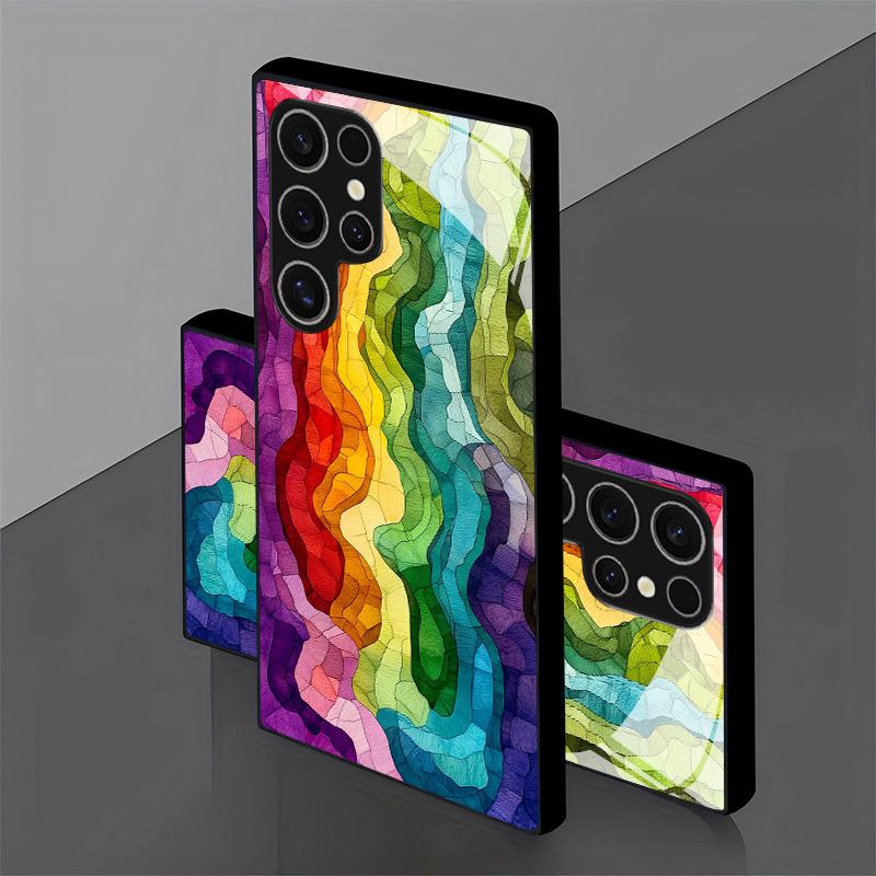 Цветной стеклянный узор 2D чехол для телефона для Samsung S26 S25 S24 S23 S22 S21 S20 A56 A36 A16Прочный устойчивый к царапинам силиконовый чехол