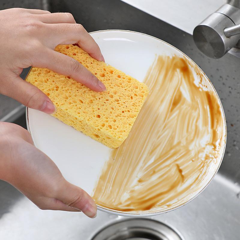 Губка из древесной массы для мытья посуды бытовая кухонная очистка утолщенная двухсторонняя очищающая губка салфетка для мытья посуды