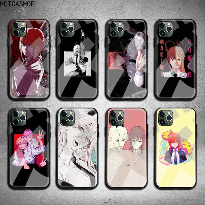 Chainsaw Man Makima Power Phone Case Tempered Glass For iPhone 12 11 Pro Max Mini XR XS MAX 8 X 7 6S 6 Plus SE 2020 Cover