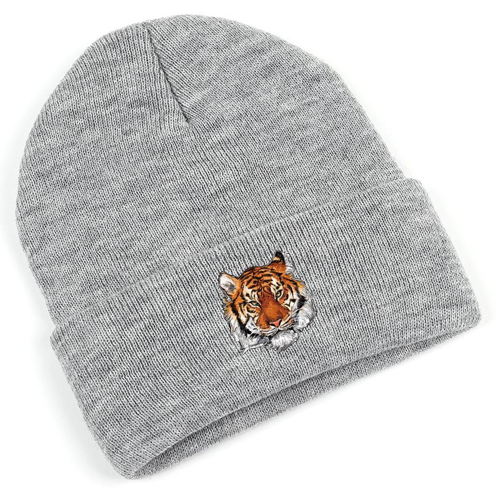 Realistic Tiger Knit Hat, Cozy Windproof Warm Elastic Beanie, Perfect For Cold Weather
