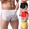 Solid Color Men Ultra-thin Translucent Low Waist Split Boxers Shorts Underwear