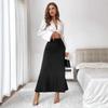 Women's Color Satin Satin Skirt Spring Summer High Waist Lace-up Skirt