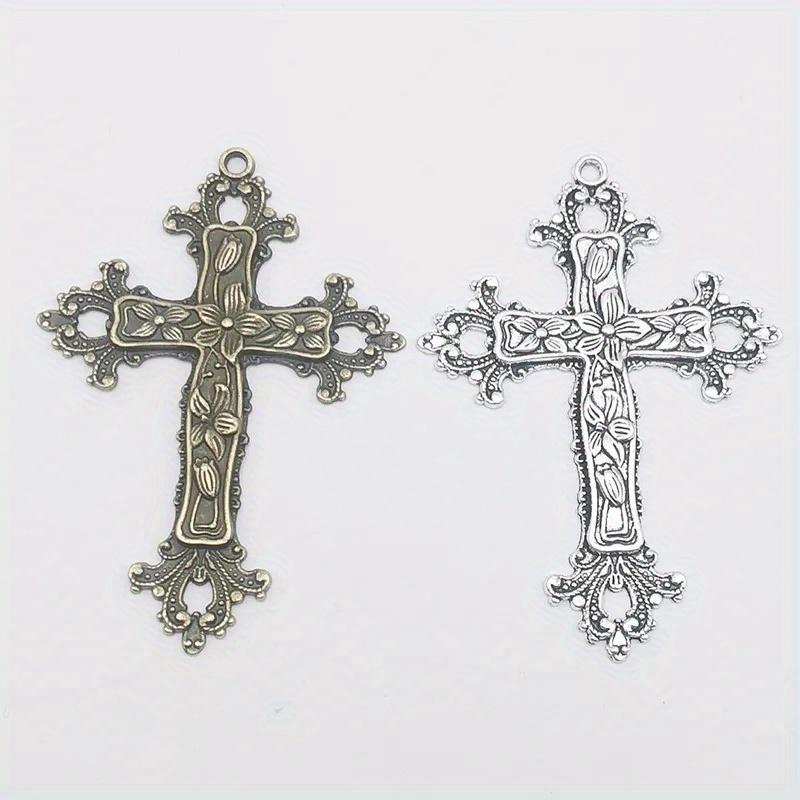 1 шт., античное серебро, бронза, большой крест, подвески, подвески для ожерелья, серьги, сделай сам, фурнитура для изготовления ювелирных изделий ручной работы