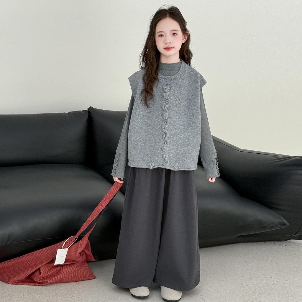 Девочки Корейский Стиль Комплект из Трех Вещей Осенняя Мода 2025 – Стильный Повседневный Наряд для Старших Девочек