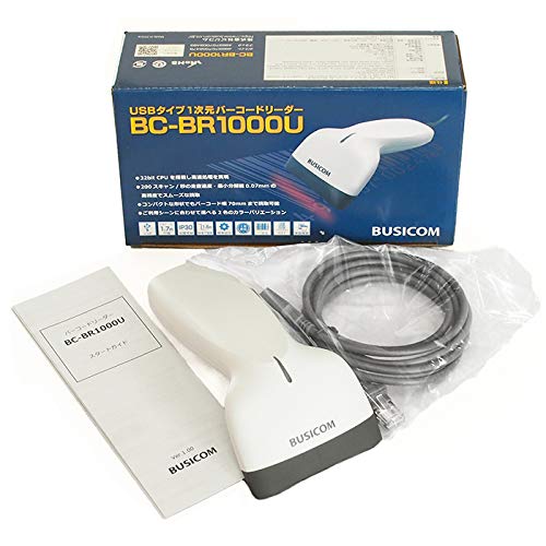 BUSICOM BC-BR1000U-W Маломощный сканер штрих-кодов, 1D (1D), USB Type-A, Белый, Чтение с ЖК-экрана, Совместимость с GS1 DataBar, Сканер штрих-кодов, Японский instr