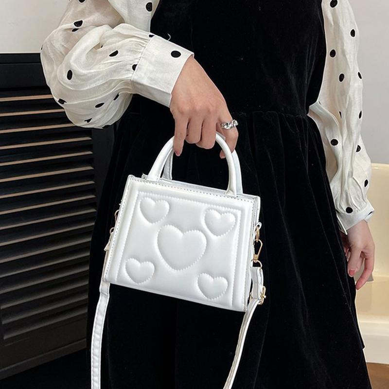 Шикарная ретро однотонная мини-сумка, универсальная сумка через плечо из искусственной кожи в корейском стиле с узором в виде сердца и любви для девочек старшей школы