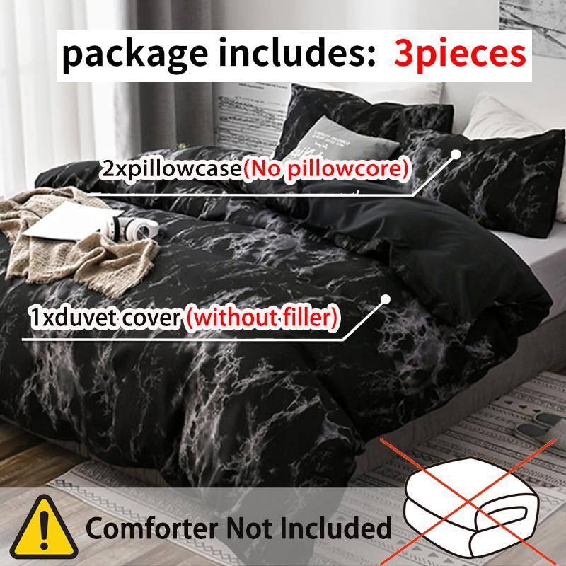 Набор пододеяльников с принтом под мрамор, мягкий и приятный к коже, включает 1 пододеяльник и 2 наволочки
