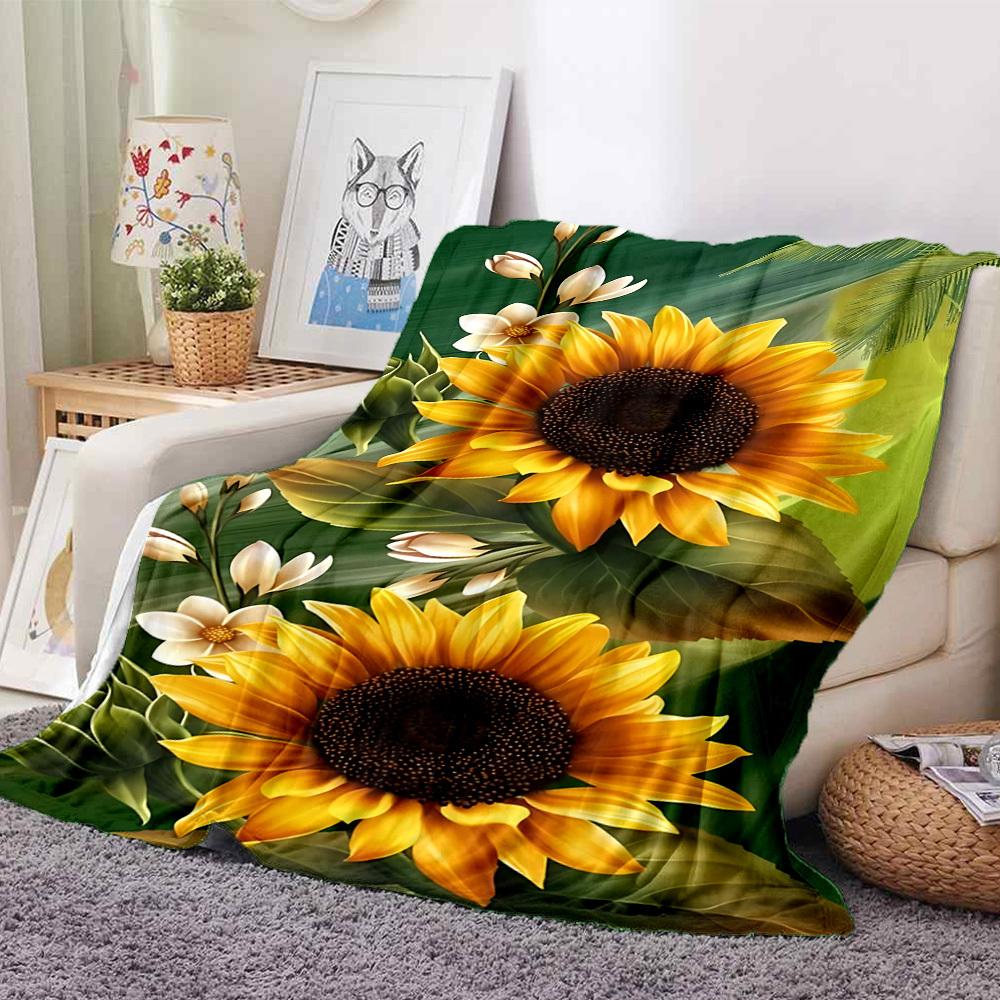 1pc Sunflower Bouquet Blanket Warm, Cozy, And Soft, Suitable for Sofas, Beds, Cars, And Office Use.Perfect for Camping And Travel, Making It a Great G