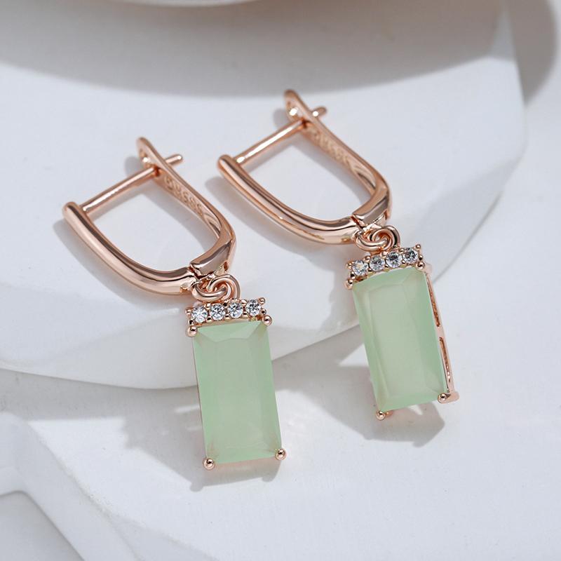 Элегантные квадратные геометрические висячие серьги с туманным зеленым цирконом, роскошные женские украшения