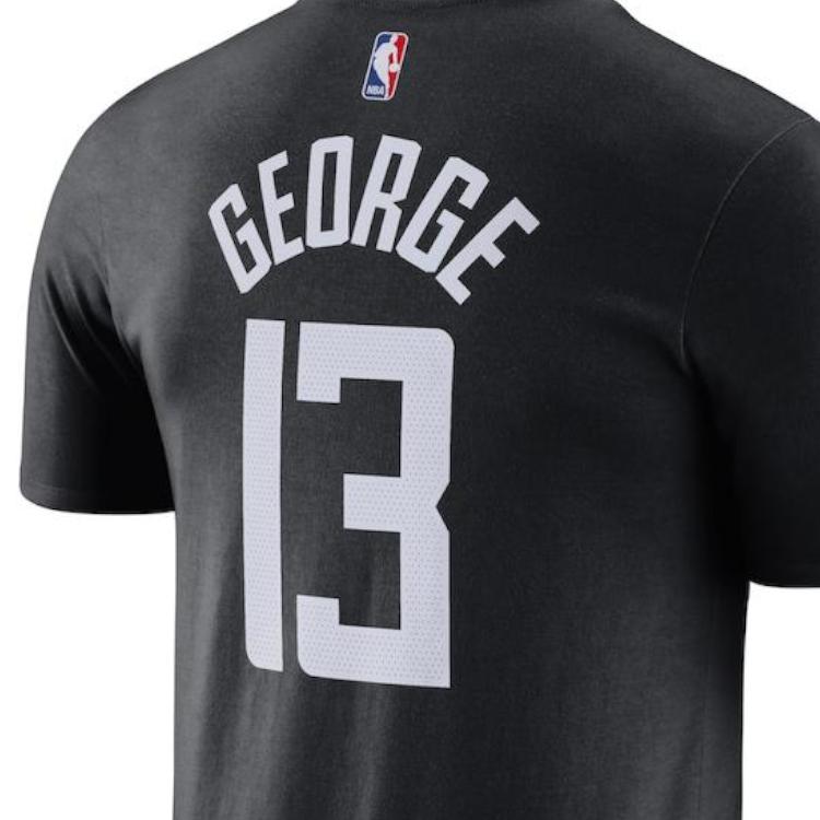 Jordan X NBA Collaboration Paul George Los Angeles Clippers Letter Number Print Crew Neck T-Shirt Unisex T-Shirt Black CV9984-016