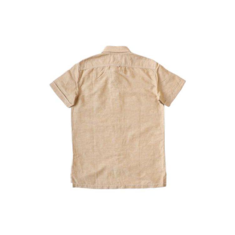 Timberland Solid Slim Fit Single Breasted Short Sleeve Shirt Men Shirts Brown Beige A2BCXP50