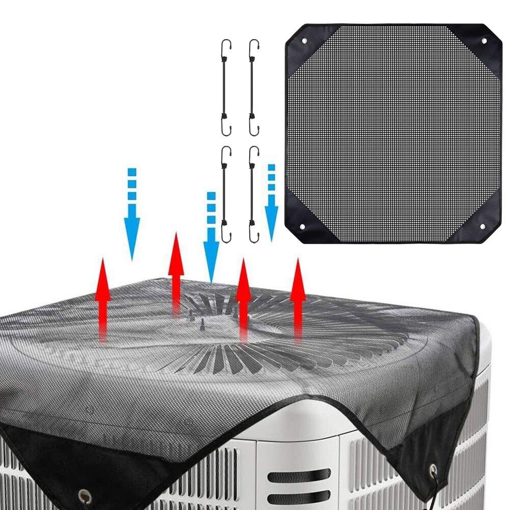 Air Conditioner Cover AC Cover Air Mesh Black Bungee Cords Central Guard Heavy Duty Leaf Outside Parts Replacement