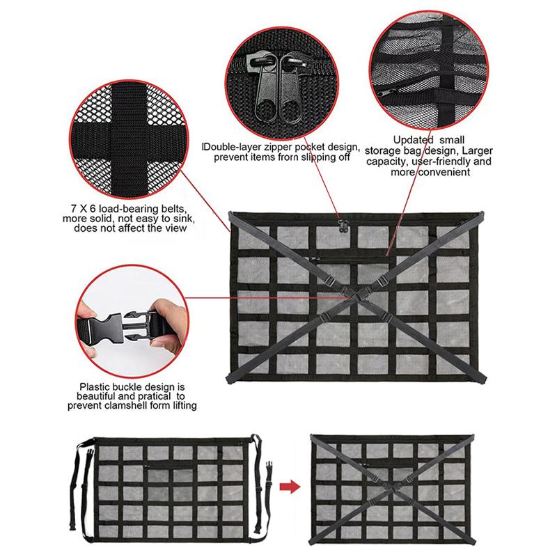 Потолок автомобиля, грузовая сетка, прочный несущий органайзер для хранения на крыше автомобиля, карманная сетка, автомобильные аксессуары для кемпинга, потолочное хранилище