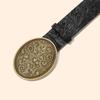 Bohemian Belt for Women Embossed Vintage Carved Buckle Unique Waistband black 1pcs