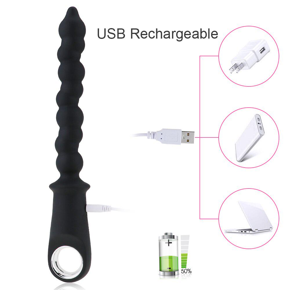 Удлиненный вибратор, анальные бусины, перезаряжаемая через USB анальная пробка, 10 скоростей, вибрация, стимуляция точки G, секс-игрушки для взрослых и геев для мужчин