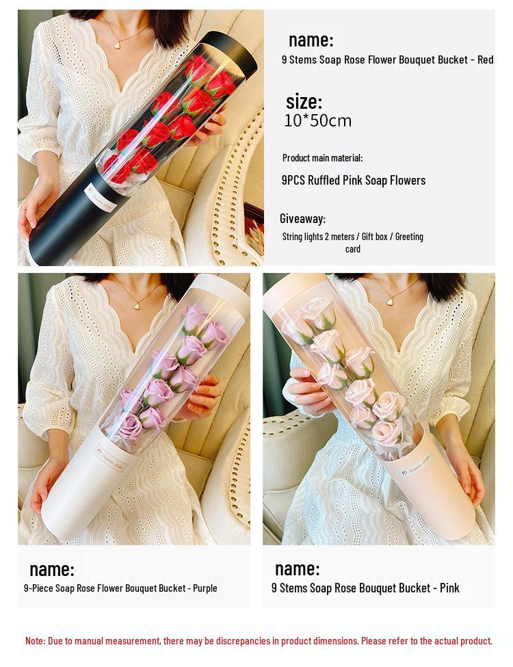 Soap Flower Bouquet: Rose Hugging Bucket - Perfect Mother's Day & Valentine's Day Gift with Artificial Flowers