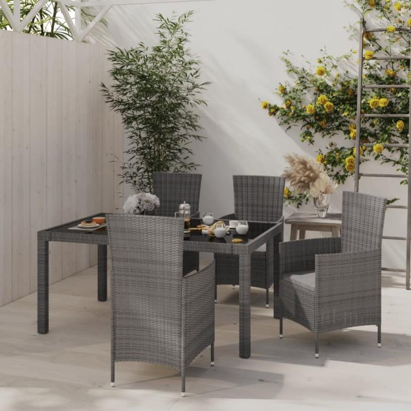 Day and Night - Day and Night 5-piece Garden Dining Set and Gray Synthetic Rattan Cushions