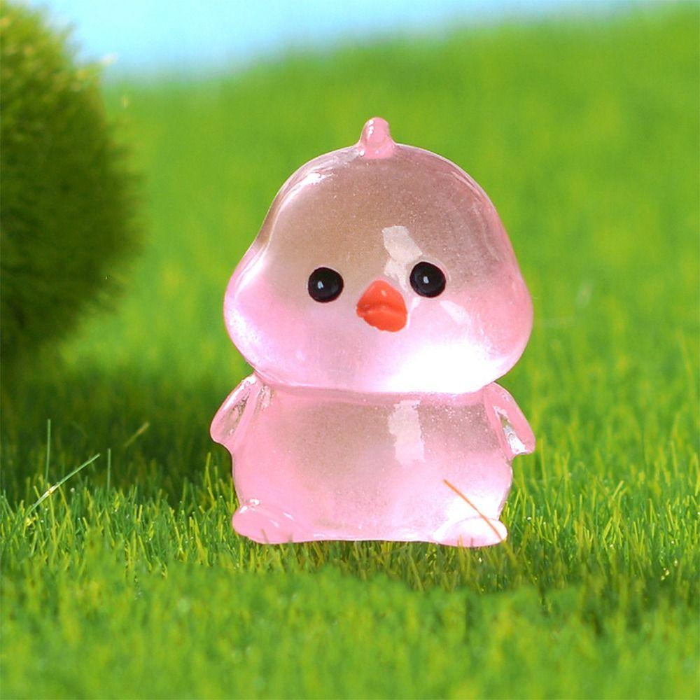 Glow in Dark Luminous Chick Figurines Resin Crafts Mini Chick Statue Car Accessories