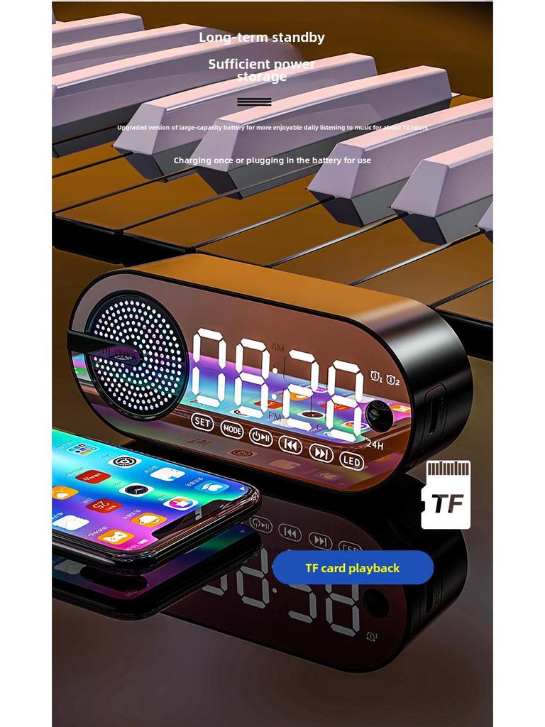 Портативный светящийся Bluetooth-динамик и будильник с перезаряжаемой батареей для спальни/студенчества