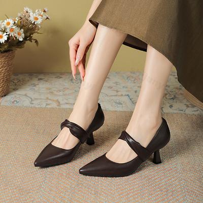 Модная женская обувь 2025 Лето Новинка Нескользящая Элегантный Средний Каблук Вечеринка Женские Туфли на Высоком Каблуке Острый Носок Свадебные Женские Туфли-Лодочки