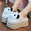 Новое поступление женские тапочки на толстом каблуке из ЭВА, милые тапочки в виде панды, зимние теплые пушистые женские домашние тапочки, забавная обувь