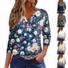 Women's T Shirt Print Button 3/4 Sleeve Daily Weekend Fashion Basic V- Neck Regular Top