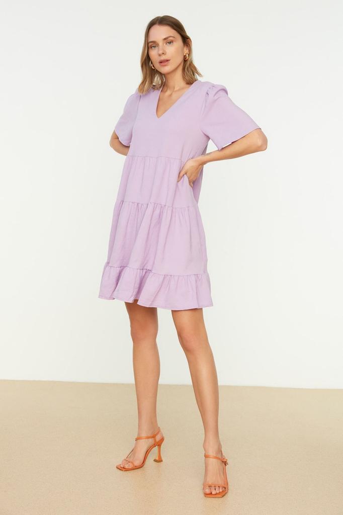 Women's Style Dress Emerald Green Wide Cut Mini Woven Dress