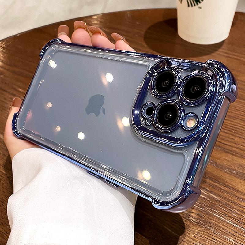 Роскошный гальванический прозрачный чехол для телефона iPhone 15 14 13 12 11 Pro Max Plus X Xs XR Max, противоударный прозрачный чехол с бампером