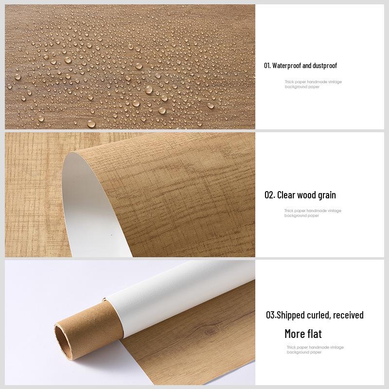 Wood Grain PVC Photography Background Board for Retro Still Life and Product Food Photography