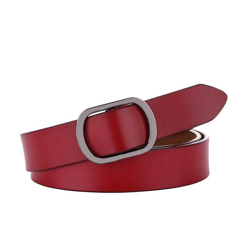 Leather Belt For Women With Metal Buckle Vintage Style Casual Waist Accessory