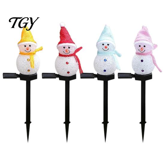 Durable Lawn Stakes for Winter 2Pcs Solar Snowman Garden Lights, Christmas Pathway Waterproof Decorative Figures LED Lamps with Yard Patio