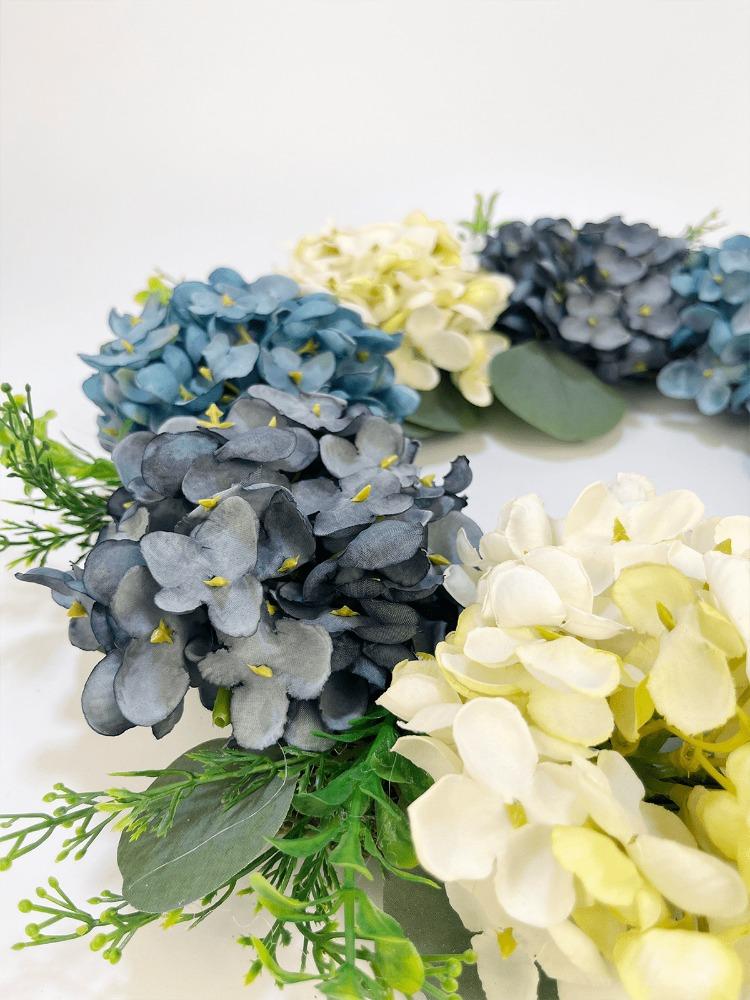 40 см синие венки из гортензий, искусственные цветы для лета, венок из гортензий для входной двери, фермерского дома, стены, окна, вечерние украшения