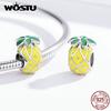 WOSTU Популярные модные бусины из стерлингового серебра 925 пробы с тропическим ананасом и желтыми подвесками, подходят к оригинальному браслету