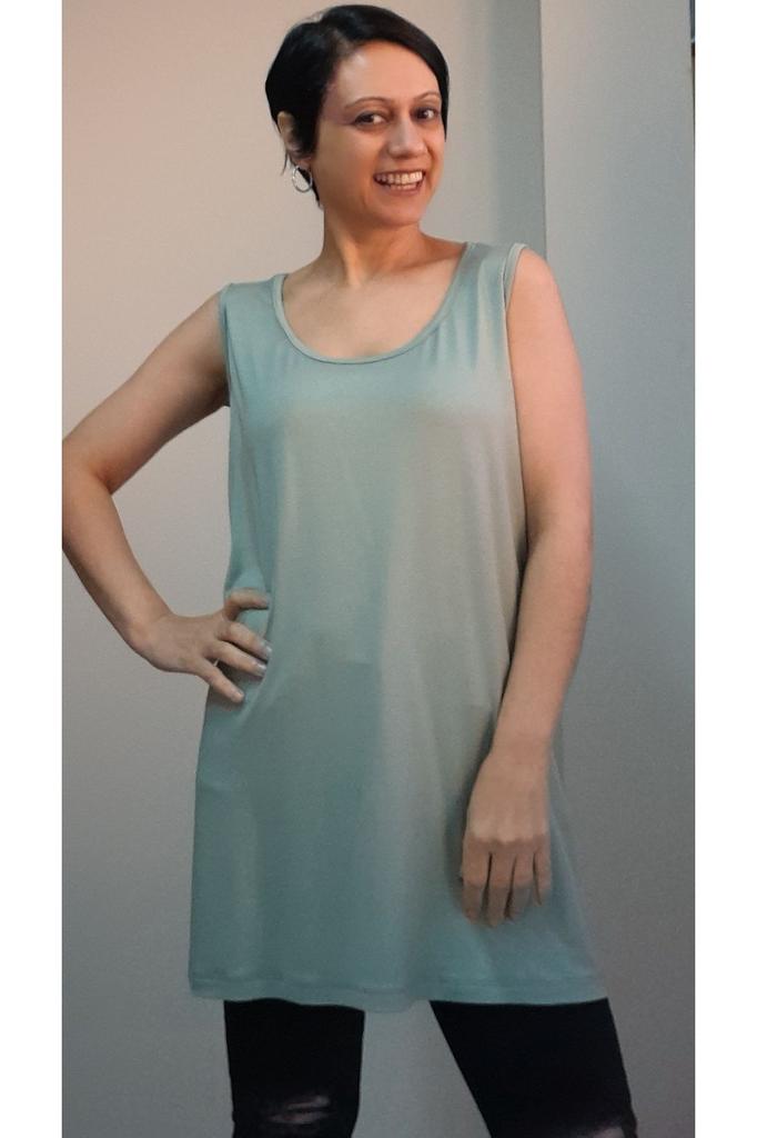 Women's Style Big Size T-Shirt Water Green Thick Strap Combed Cotton Viscose T-Shirt