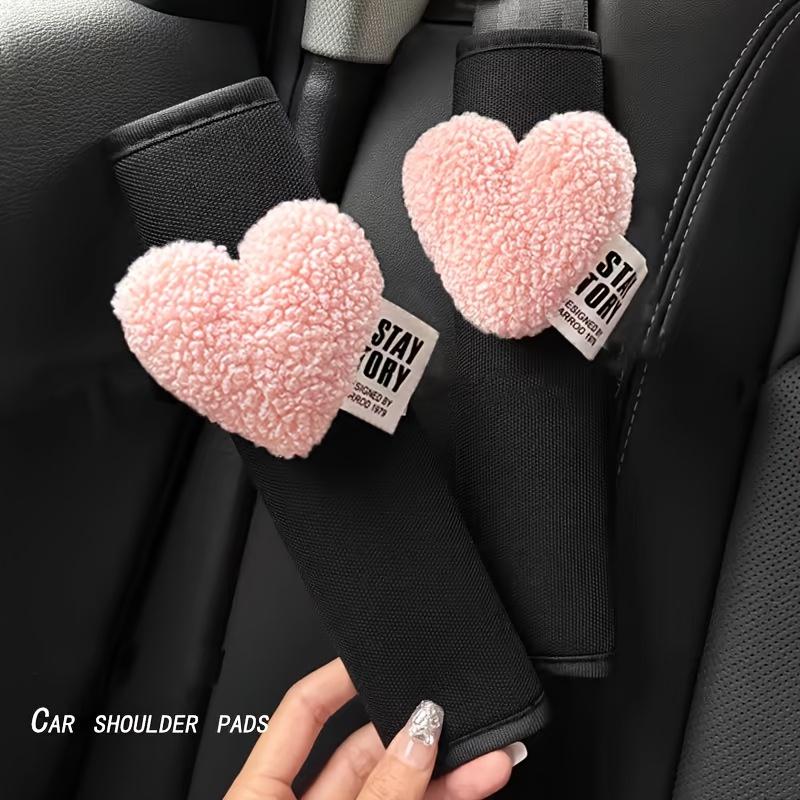 2 шт. Чехол на ремень безопасности с сердечком, мягкая защита груди, накладка на плечо ремня безопасности, подушка для поддержки шеи, накладка на ремень безопасности