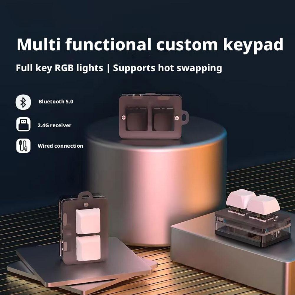 Two-button Customize Mini Keyboard Bluetooth 2.4Ghz Wireless RGB  Macro Programming Mechanical Keyboard Hot-swappable