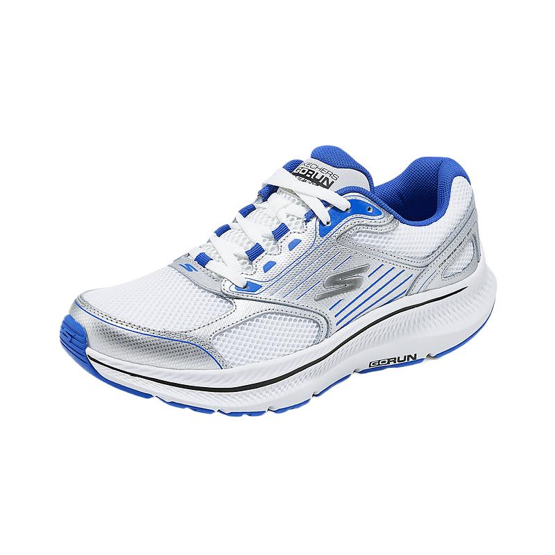 Skechers Go Run Consistent 2.0 Удобные Универсальные Сетчатые Прочные Низкие Беговые Кроссовки Мужские Кеды Белый Синий 220884-WBL