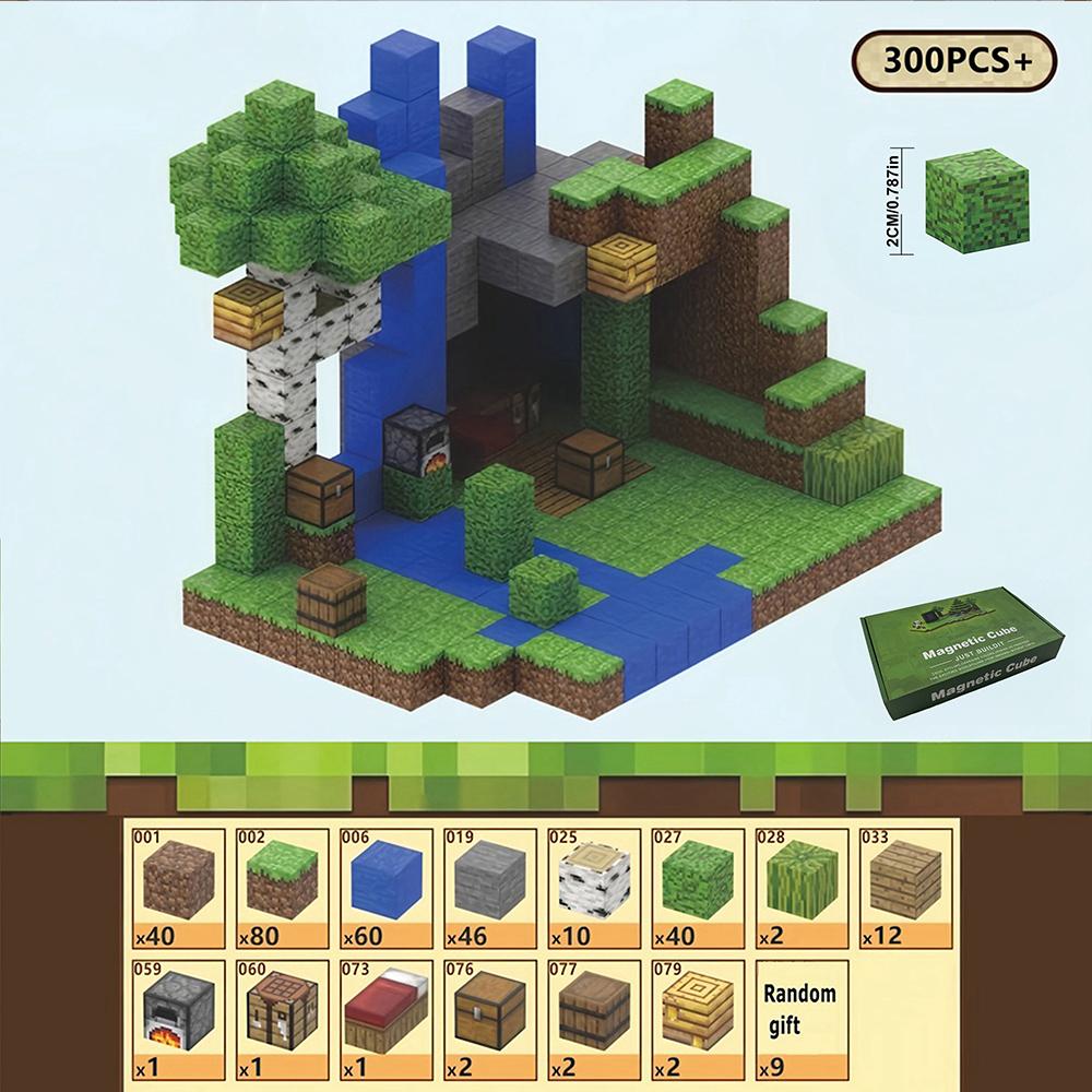 Строительные блоки Магнитная игрушка шахта DIY игровая сцена Собранный магнитный архитектурный набор детская головоломка образовательная модель подарок