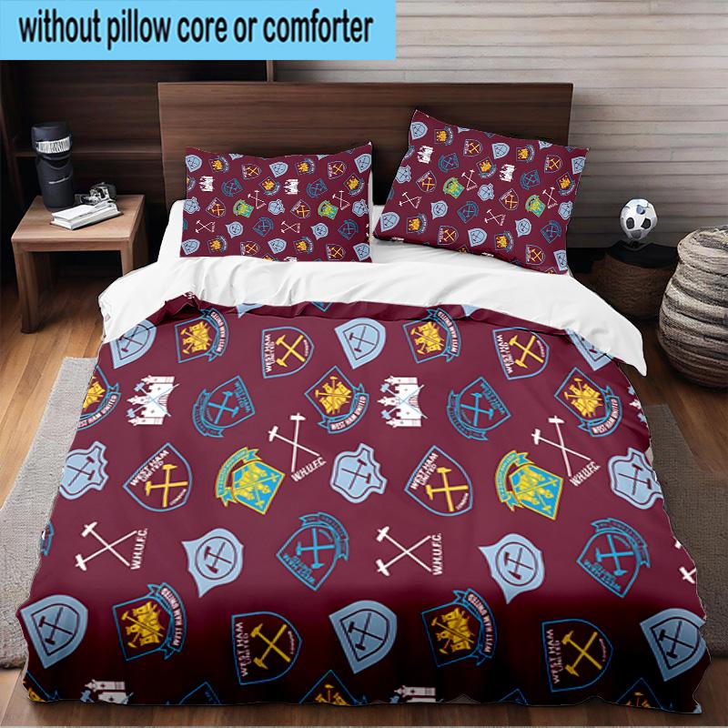 3PCS West Ham United Crest Bedding Set For Bedroom, Dormitory,Including 1pc Duvet Cover And 2pcs Pillowcases Large size Fan gift