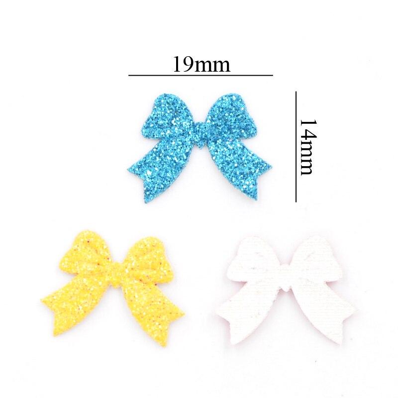 100Pcs Mixed Glitter Leather Fabric Appliques Bow-tie Patches for Crafts Clothes Decoration DIY Hair Bow Accessories