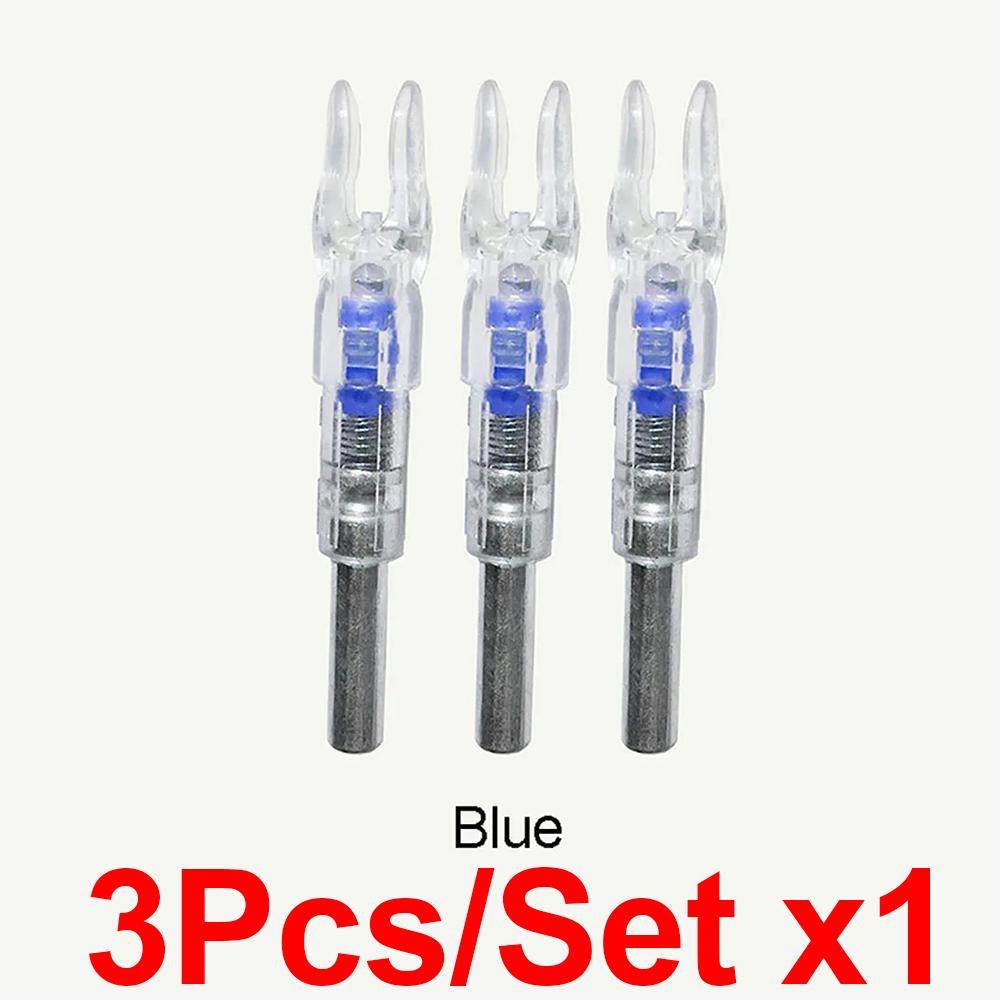 3Pcs Hunting Arrow Nock Light LED Luminous Arrow Tail for Compound Bow Outdoor Night Shooting Glowing Arrow Tail with Switch