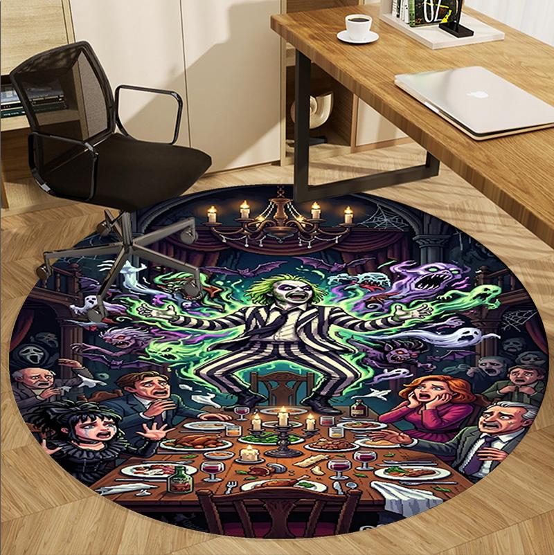 Bride of Chucky Pattern Round Rug, Indoor/Outdoor Mat, for Picnic, Gameroom, Bedroom, Office, Living Room, Home Decor Carpet, Birthday Gift