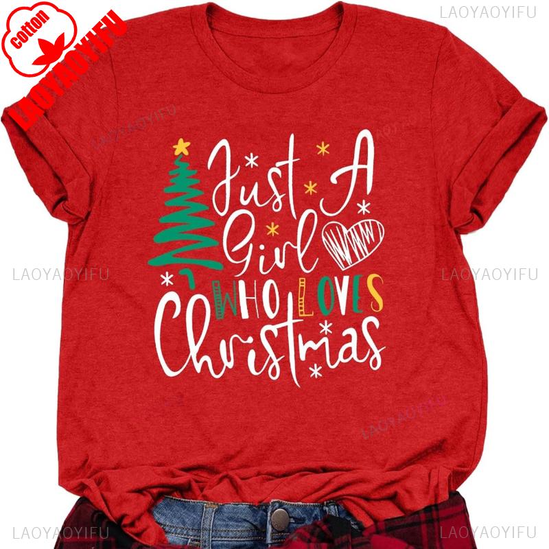 Womens Graphic Printed Short Sleeve Cotton Tshirt for Christmas Crew Neck Short Sleeve All Seasons Casual Fashion Soft Tees