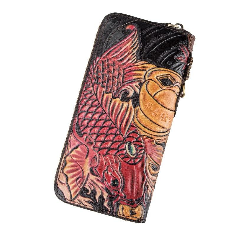 Johnature Luxury Hand Wallet Retro Handmade Embossing Genuine Leather Men Women Wallets And Purses Wallet Card Holder