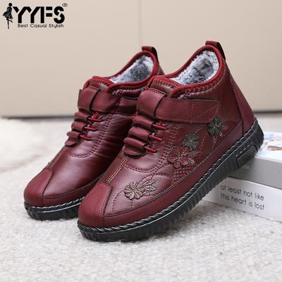 2025 Новый стиль Старые пекинские хлопковые туфли Женские Зимние Холодные Ботинки Плюс Бархат Водонепроницаемая Кожа Среднего и Пожилого Возраста Теплые Хлопковые Туфли для Мамы