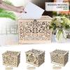 Wooden Elegant Wedding Cards Box Hollow Out Wedding Money Box with Lock for Romantic Wedding