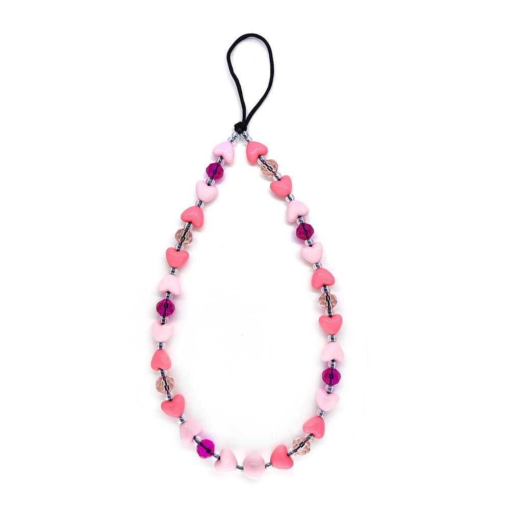 KKBEAD Pink Smiley Face Acrylic Bead Phone Lanyard Rope Pendant