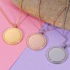 Geometric Lace Mirror Stainless Steel Necklace with Round Pendant and Laser Engraved Logo